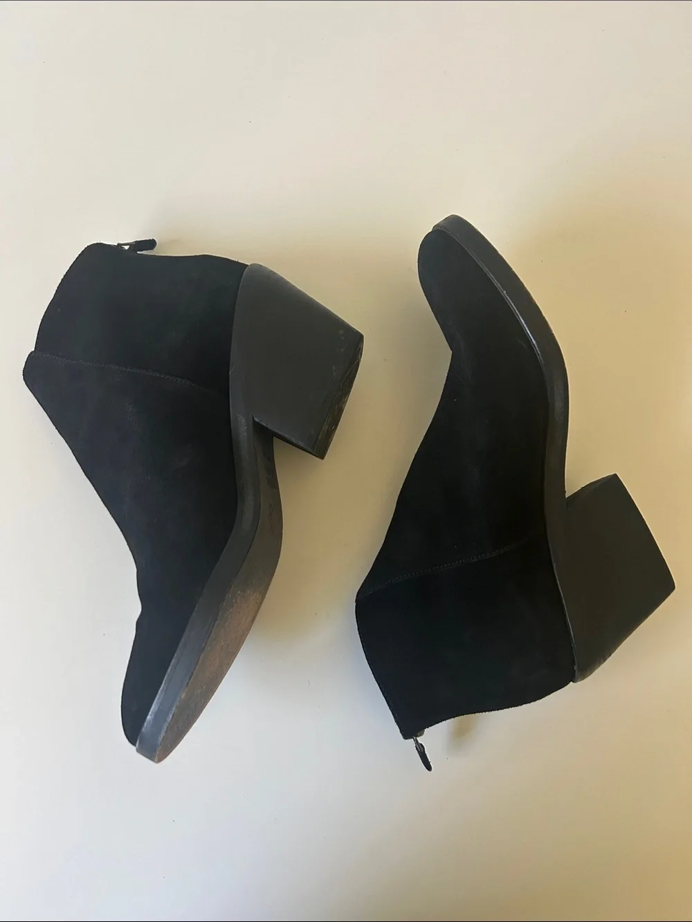 Eileen Fisher Black Suede Ankle Booties with Block Heel
